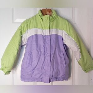 Vibrant Kids Puffer Jacket - Lime and Lavender